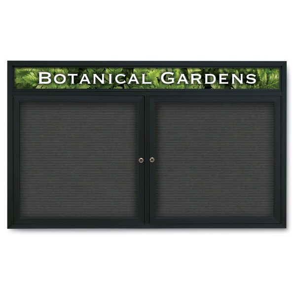 Indoor Enclosed Combo Board, 42"x32", Black Frame/Black Porc & Forbo